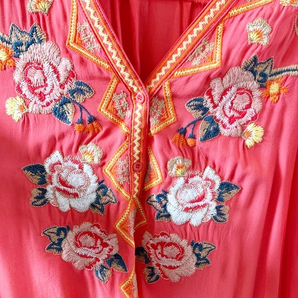 Andrée by Unit Embroidered Blouse Coral Pink 1X - Picture 4 of 8
